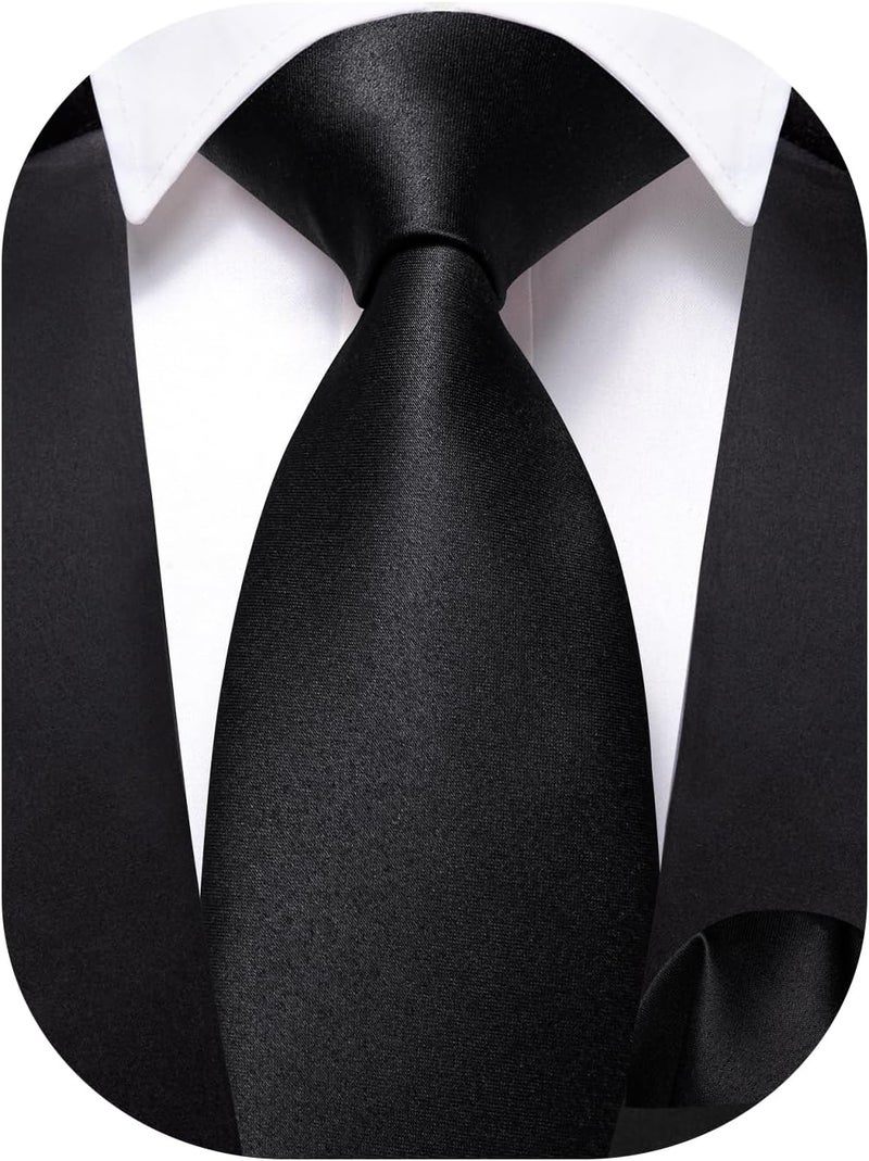 Barry.Wang Store Boys Ties Pre-Tied Satin Solid Color Kids Tie Pocket Square Set Adjustable Formal Necktie Graduation School - Image 1
